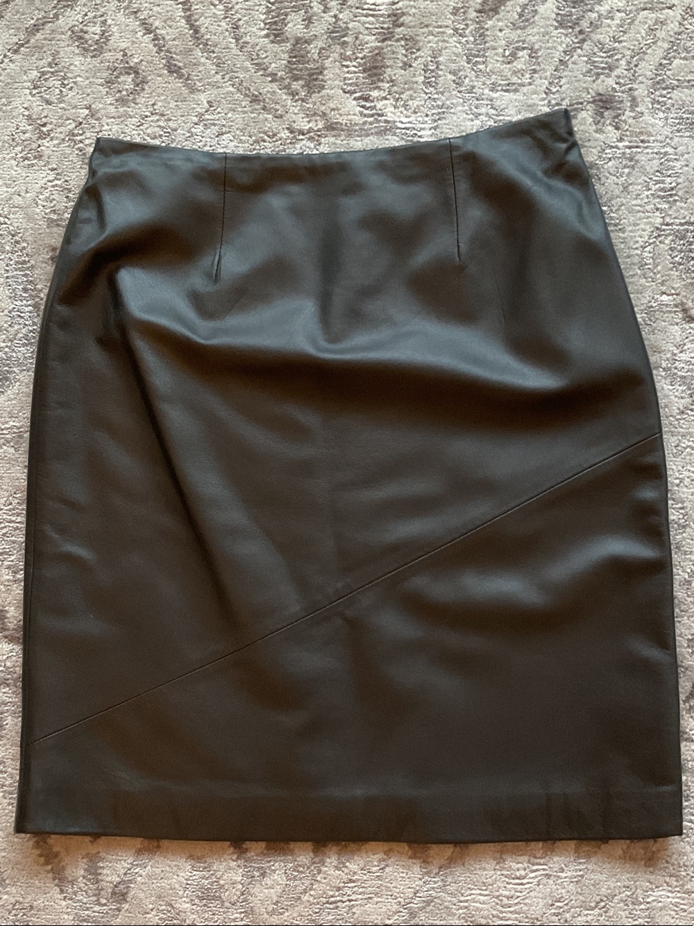 LOFT Black Faux Leather Diagonal-Seam Pencil Skirt